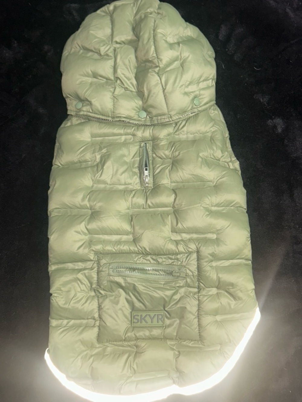 SKYR Olive Green Puffer Dog Jacket with Hood